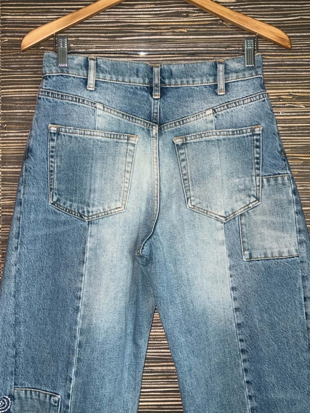Free People Heart Of Gold Wide Leg Patch Jeans 29 - Picture 10 of 17